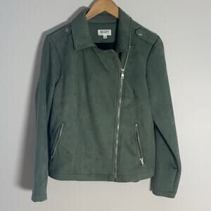 Candace Cameron Bure Faux Suede‎ Green Bomber jacket sall